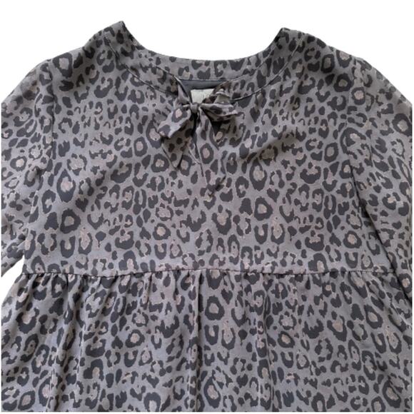 Loft Outlet Dress Gray Black Leopard Animal Print Long Sleeve Mini Dress Size XS - Picture 7 of 11